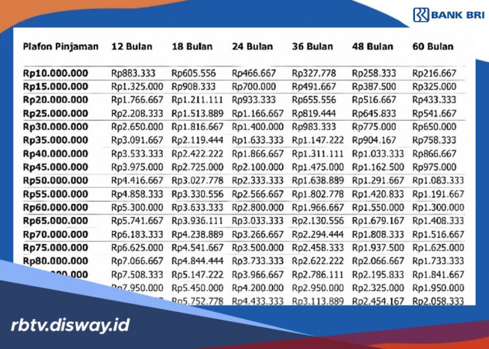 Tabel KUR BRI Terbaru untuk Pinjaman Rp 35 juta, Angsuran Mulai Rp 700 Ribuan per Bulan