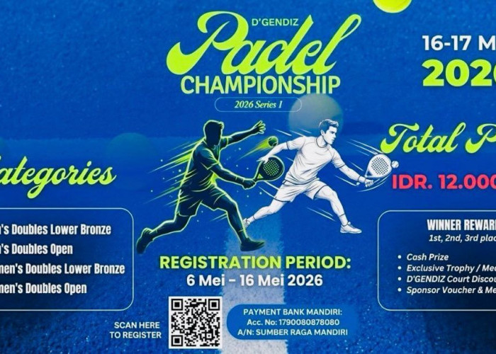 Peserta D'Gendiz Padel Championship Series I 2026 di Mega Mall Bengkulu Membludak