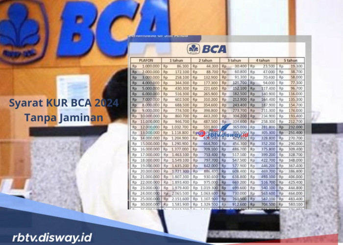 Syarat KUR BCA 2024 Tanpa Jaminan, Plafon Rp 50 Juta Tenor Capai 60 Bulan, Segini Cicilannya