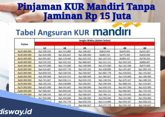 KUR Mandiri 2024, Ini Syarat dan Tabel Angsuran Pinjaman Rp 15 Juta