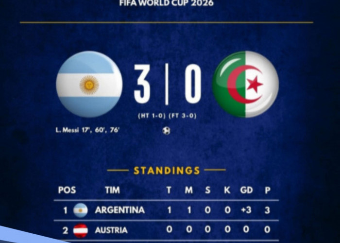 Update Klasemen Piala Dunia 2026 Grup J Setelah Argentina Libas Aljazair 3-0