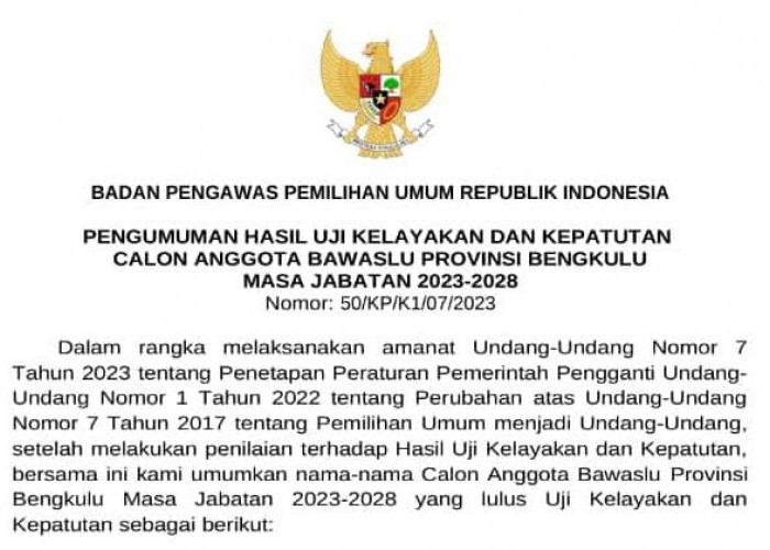 Debisi dan Asmara Wijaya, 2 Anggota Bawaslu Provinsi Bengkulu Terpilih, Selamat!