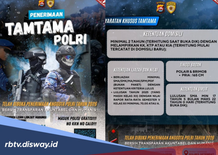Kesempatan Emas untuk Lulusan SMA/SMK Catat, Dibuka Pendaftaran Tamtama Polri, Ini Jadwal dan Syaratnya