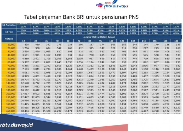 Tabel Pinjaman Bank BRI untuk Pensiunan PNS, Plafon Mulai Rp 5-50 Juta, Angsuran Per Bulannya Segini