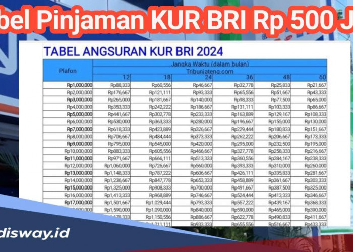 Tabel Pinjaman KUR BRI 2024 Rp 500 Juta, Segini Cicilannya per Bulan