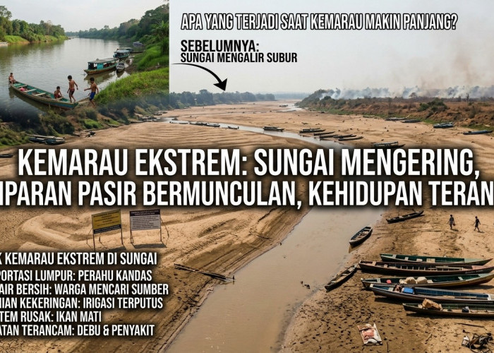 Sungai Mengering, Hamparan Pasir Bermunculan, Apa yang Terjadi Saat Kemarau Makin Panjang?