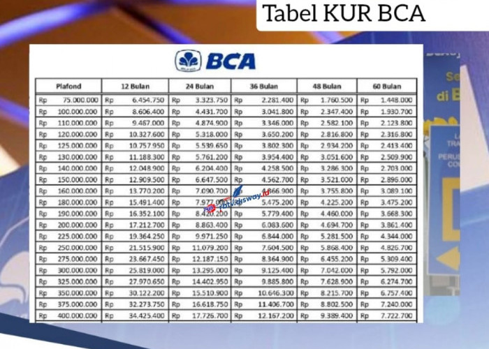 Tabel KUR BCA 2024 Rp 100 Juta Bunga Ringan, Ini Syarat dan Cara Pinjamannya