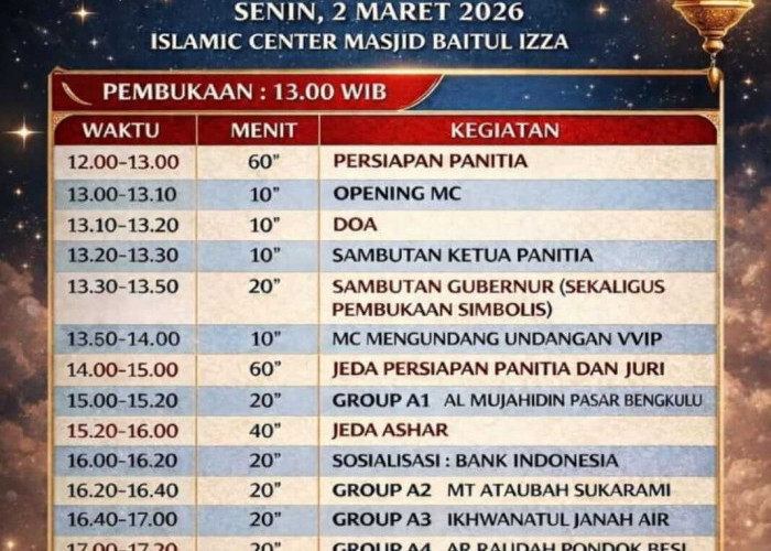 Digelar Besok, Ratusan Peserta Siap Ramaikan Lomba Islami Kampung Ramadhan Pemprov Bengkulu-RBTV 