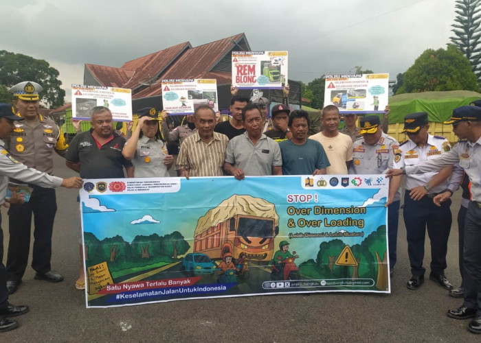 Dirlantas Polda Bengkulu dan Tim Gabungan Sosialisasi dan Tindak Truk ODOL di Kabupaten Rejang Lebong