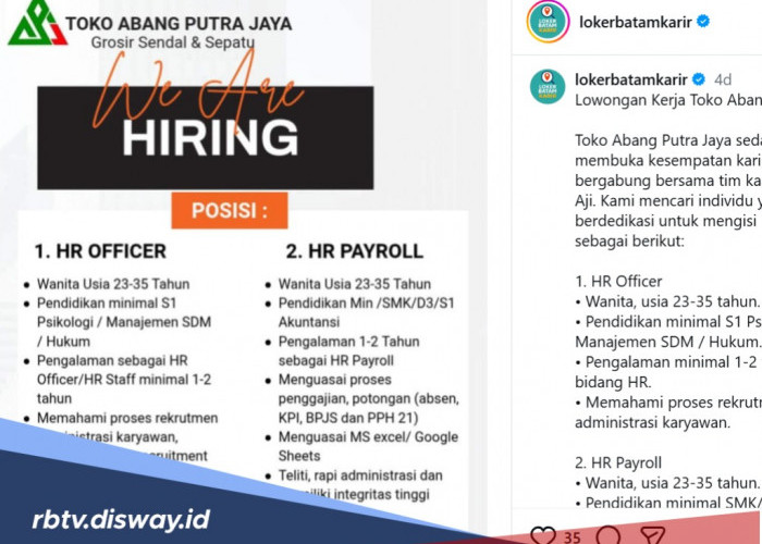 Khusus Pencari Kerja, Ini Ada Lowongan Kerja untuk Lulusan SMA hingga S1