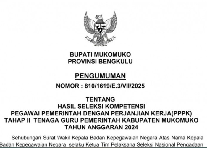 Pengumuman Daftar Nama Peserta PPPK 2024 Tahap II Formasi Guru yang Lulus Seleksi (Bagian 2)
