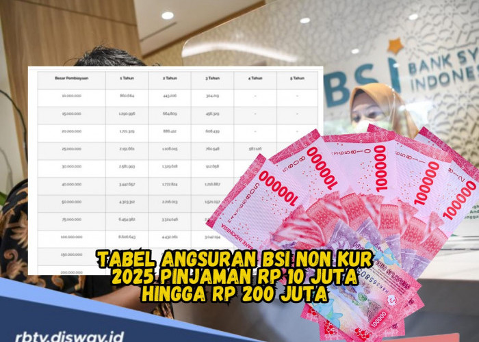 Tabel Angsuran BSI Non Kur 2025 Pinjaman RP 10 Juta Sampi Rp 200 Juta, Margin Ringan