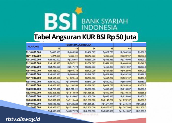 Tabel Angsuran KUR BSI 2025 Pinjaman Rp50 Juta, Lengkap Syarat dan Cara Pengajuan