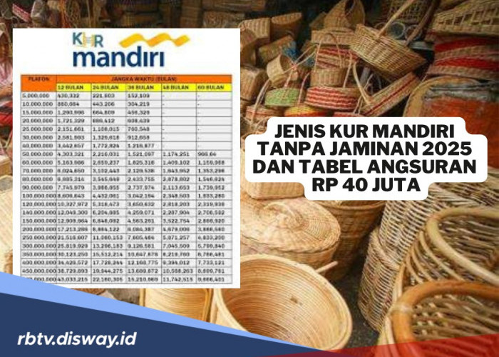 Jenis KUR Mandiri Tanpa Jaminan, Simak Tabel Angsuran Pinjaman Rp 40 Juta