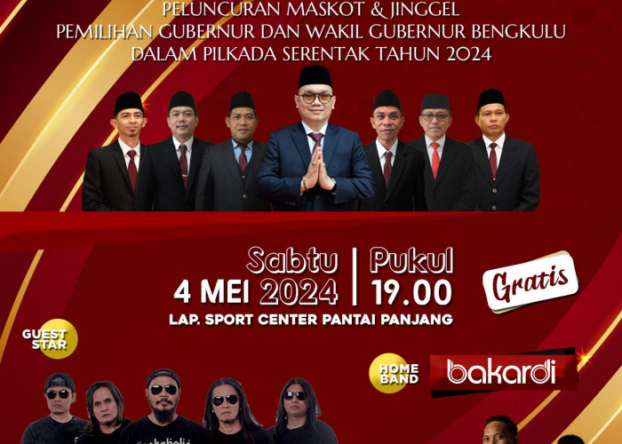 Band Jamrud Konser Gratis di Bengkulu 4 Mei 2024, Meriahkan Peluncuran Maskot dan Jingle Pilkada 2024