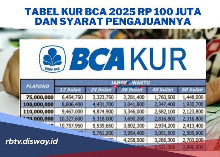 Tabel Pinjaman KUR BCA 2025 Plafon Rp 100 Juta, Ini Syarat Pengajuannya