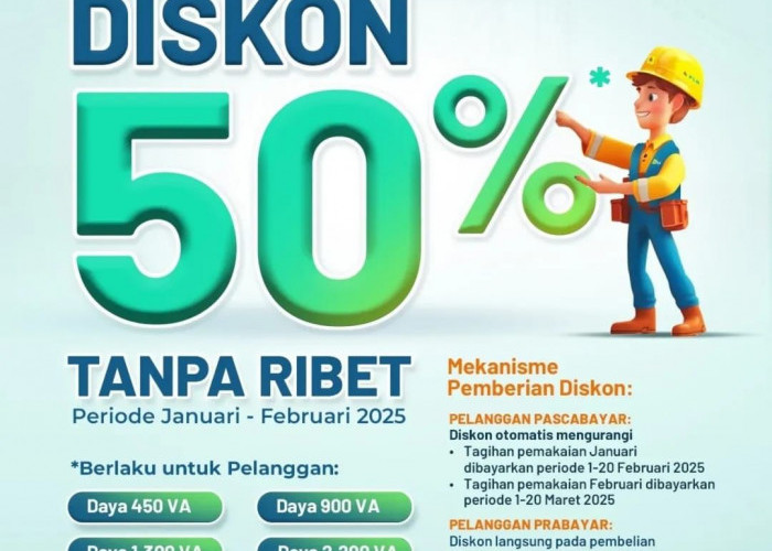 PLN Mendukung Stimulus Ekonomi dari Pemerintah, Diskon 50% Selama Januari-Februari 2025