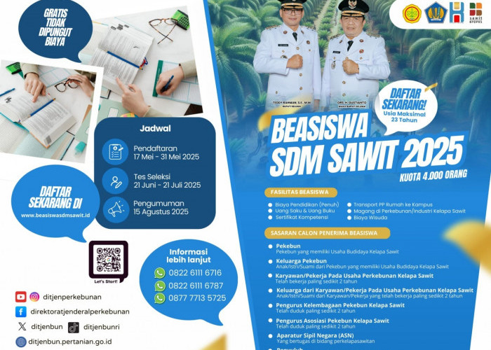 Dirjen Perkebunan RI Kembali Buka Pendaftaran Beasiswa SDM Sawit 2025, Kuota Ada 4.000 Orang