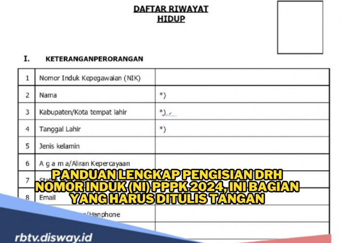 Panduan Lengkap Pengisian DRH Nomor Induk PPPK 2024, Ada Bagian yang Harus Ditulis Tangan