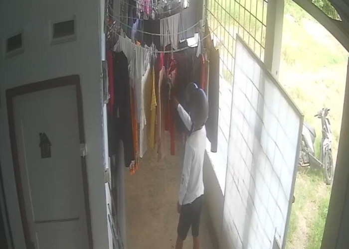 Terekam CCTV, Seorang Pria Mencuri Pakaian Dalam Wanita