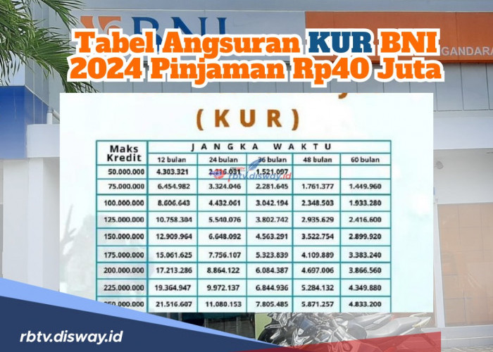 Tabel Angsuran KUR BNI 2024 Pinjaman Rp 40 Juta, Cicilan Murah Meriah dengan Tenor hingga 60 Bulan
