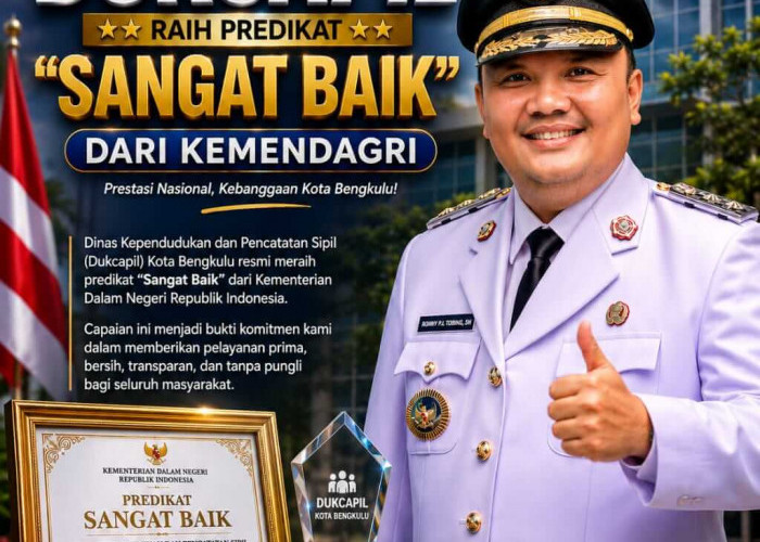 Dukcapil Kota Bengkulu Raih Predikat “Sangat Baik” dari Kemendagri, Plh Wali Kota: Ini Bukti Nyata Pelayanan
