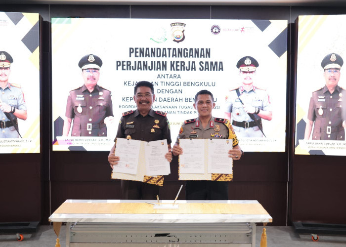 Kajati dan Kapolda Bengkulu Teken MoU Penegakan Hukum Demi Keadilan Bagi Masyarakat