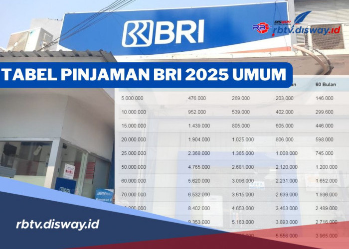 Tabel Pinjaman BRI Umum 2025 Rp 10-100 Juta, Per Bulan Cuma Bayar Angsuran Segini