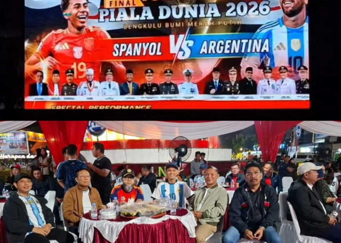 Gubernur, Wali Kota dan Forkopimda Nobar Final Piala Dunia 2026  di Simpang Lima Kota Bengkulu