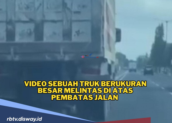 Truk Besar Melintas di Atas Pembatas Jalan, Pengemudi Diburu Polisi