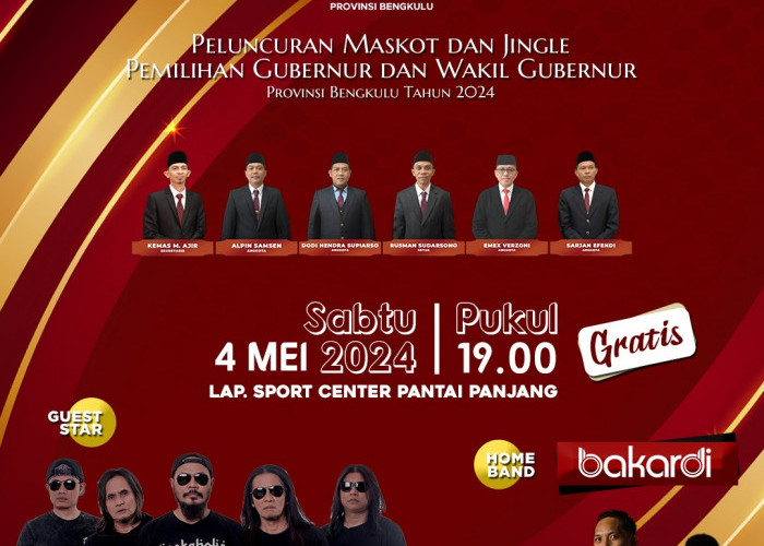 Band Jamrud Konser Gratis di Bengkulu 4 Mei 2024, Meriahkan Peluncuran Maskot dan Jingle Pilkada 2024