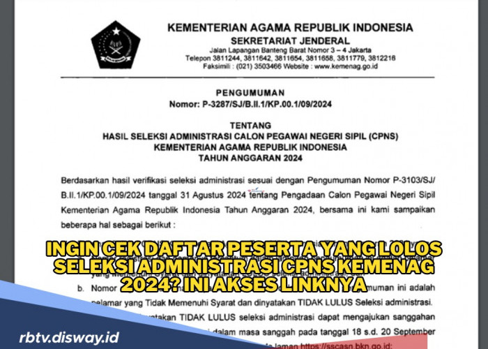 Selamat! 319.255 Lolos Seleksi Administrasi CPNS Kemenag 2024, Ini Link Daftar Nama Peserta