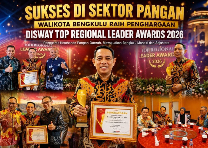 Sukses di Sektor Pangan, Walikota Bengkulu Raih Penghargaan Disway Top Regional Leader Awards 2026