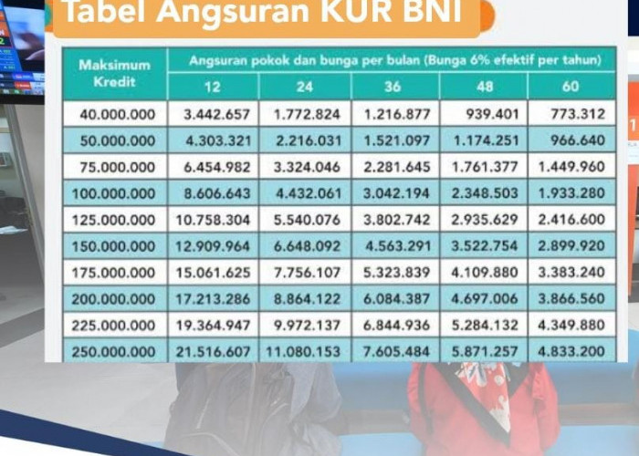Tabel Angsuran KUR BNI 2024 Pinjaman Rp 50 Juta, Telat Bayar Segini Dendanya