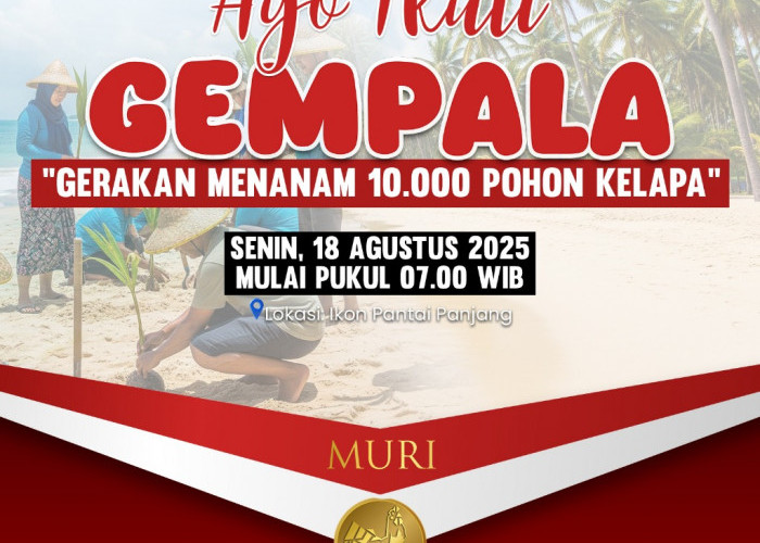 Senin Pagi Jam 7, Walikota Bengkulu Ajak Warga Pecahkan Rekor MURI Tanam 10.000 Pohon Kelapa di Pantai Panjang