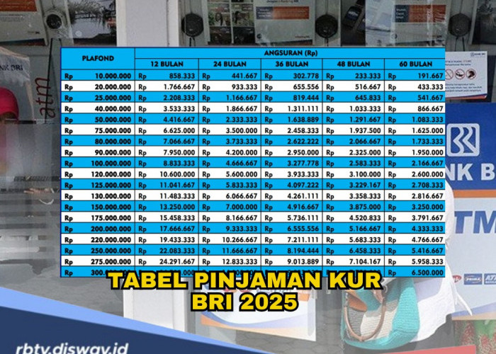 Tabel Pinjaman KUR 2025 di BRI dengan Pinjaman Rp 25 Juta, Ini Angsuran, Syarat dan Caranya