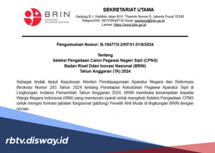 Rincian 500 Formasi CPNS 2024 di Badan Riset dan Inovasi Nasional, Gajinya Mulai Rp7-11 Juta 