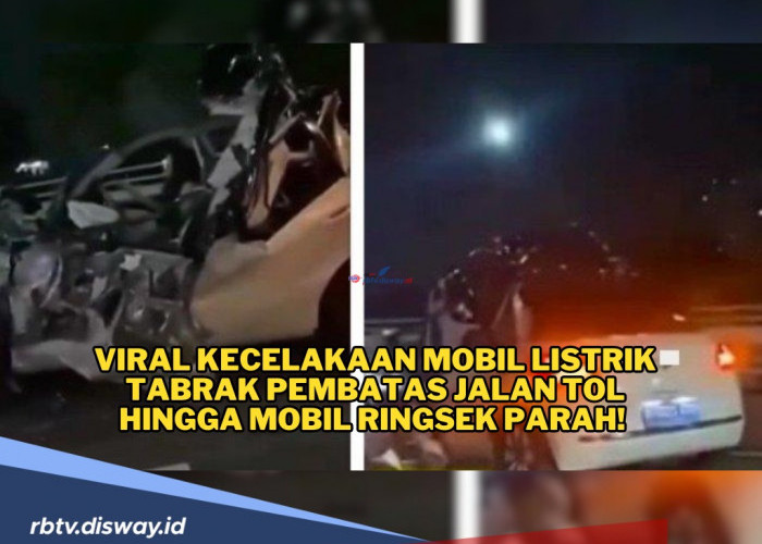 Kecelakaan di Tol, Mobil Listrik Tabrak Pembatas Jalan hingga Ringsek Parah, Begini Kondisi Sopir