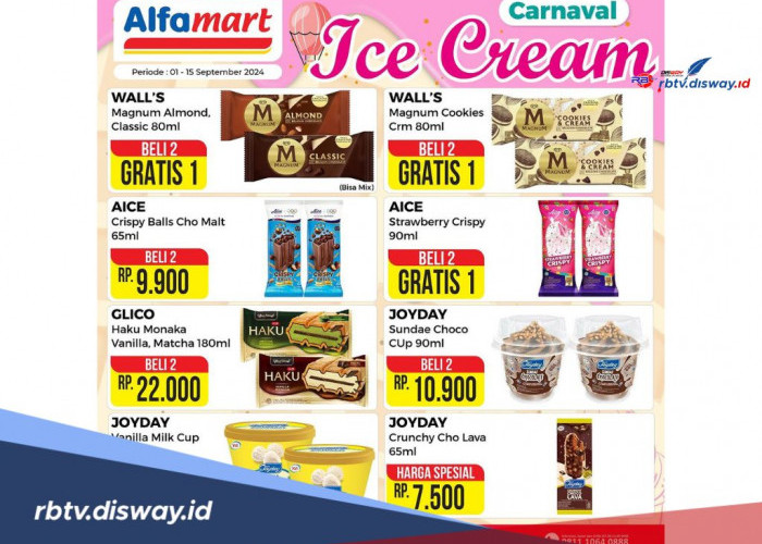 Promo Carnaval  Es Cream di Alfamart September 2024, Beli 2 Gratis 1, Buruan Serbu!