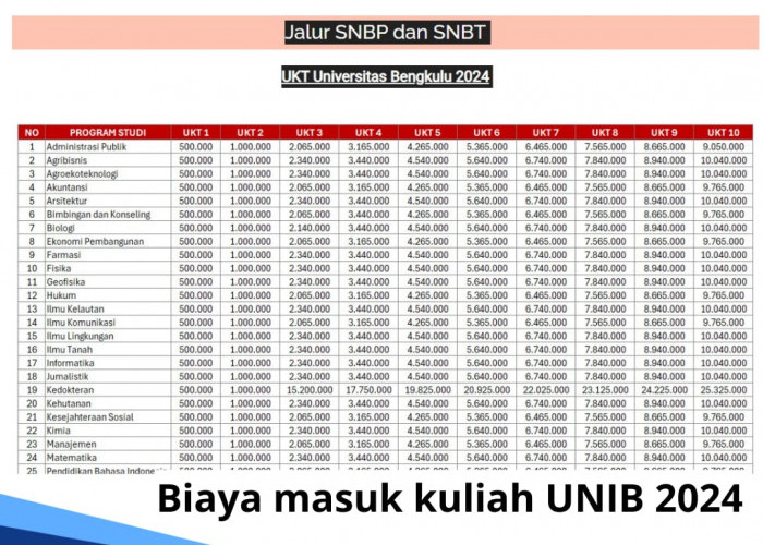 Tertarik Kuliah di UNIB? Ini Biaya Masuk Kuliah, Berserta Jurusan Favorit hingga Fasilitas yang Tersedia