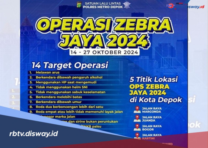 5 Titik Lokasi Razia Hari ke 7 Operasi Zebra Jaya 2024 di Depok 