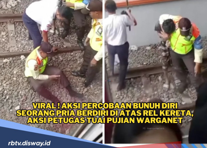 Viral Percobaan Bunuh Diri Seorang Pria Berdiri di Tengah Rel Kereta Berhasil Digagalkan Petugas Stasiun Depok