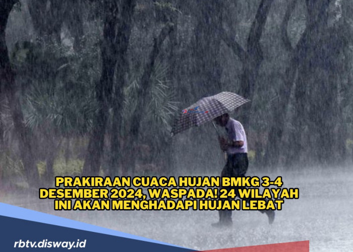 Prakiraan Cuaca Hujan BMKG 3-4 Desember 2024, 24 Wilayah Ini Akan Menghadapi Hujan Lebat