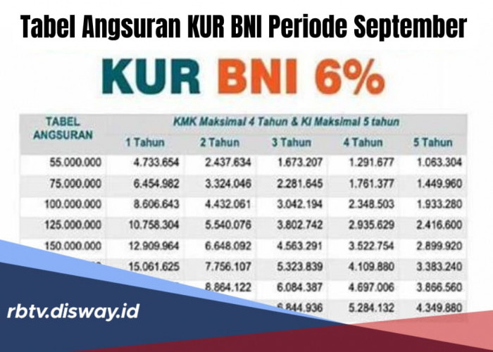 Tabel Angsuran KUR BNI Periode September 2024, Ajukan Pinjaman Rp 200 Juta Bunga Cuma 6 Persen