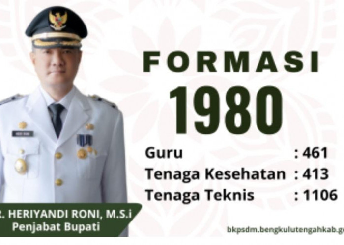 Penerimaan PPPK di Pemkab Bengkulu Tengah, 1.980 Kuota PPPK Didominasi Tenaga Teknis, Simak Rinciannya