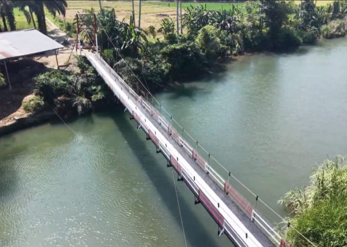 Penampakan Jembatan Gantung Perintis Garuda di Seluma Selatan yang Hampir Rampung