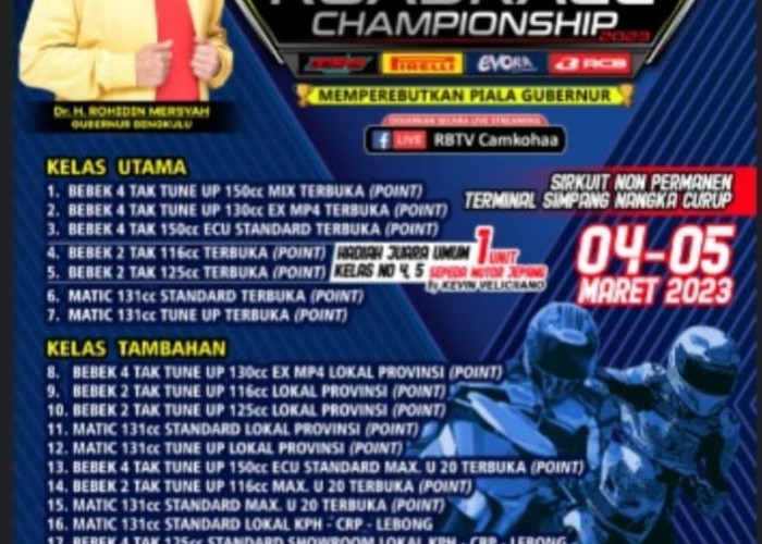 Kejurda Roadrace Championship Piala Gubernur, di Rejang Lebong 4-5 Maret