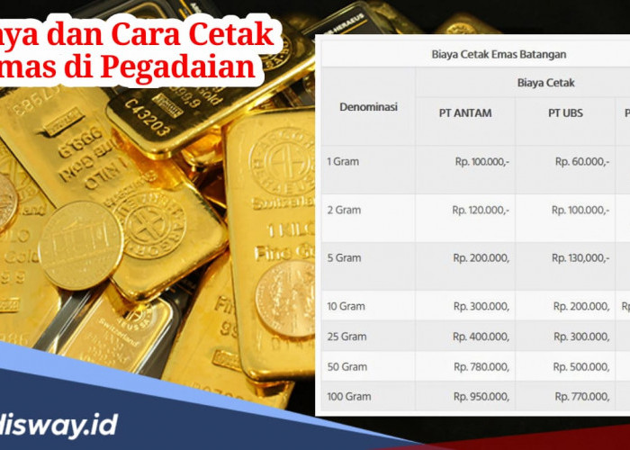 Bagi Anda yang Punya Tabungan Emas di Pegadaian, Ini Daftar Biaya Cetak Fisik Emas di Pegadaian 