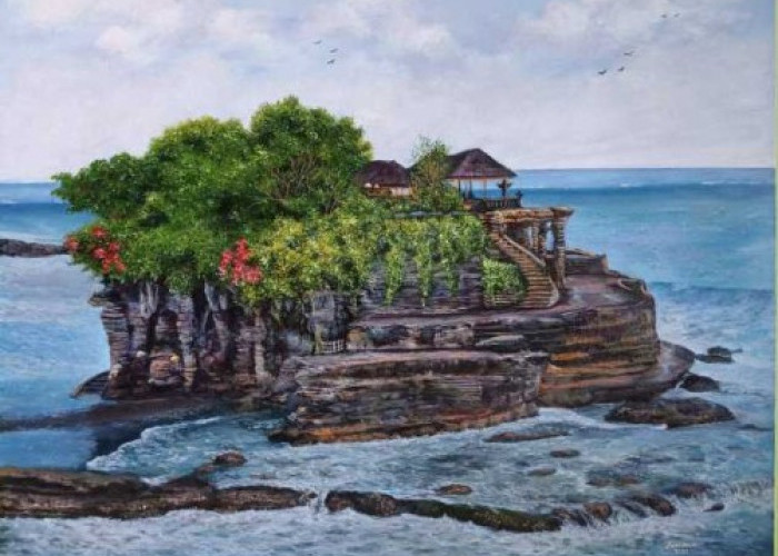 Lukisan Karya Yuni Darlena Asal Bengkulu, Judul Tanah Lot Dibeli Anak Presiden RI