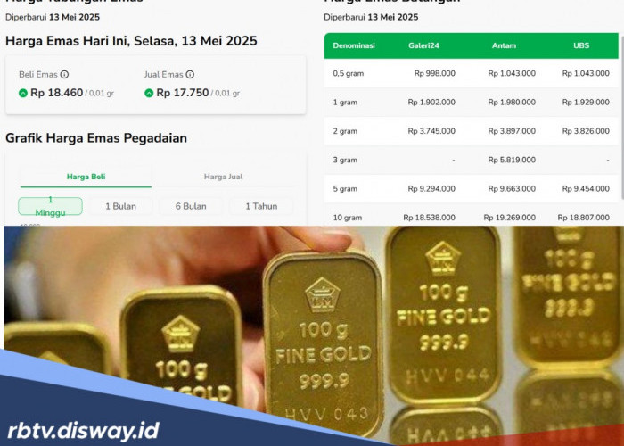 Harga Emas di Pegadaian Hari Ini 13 Mei 2025 Anjlok, 1 Gram Cuma Segini